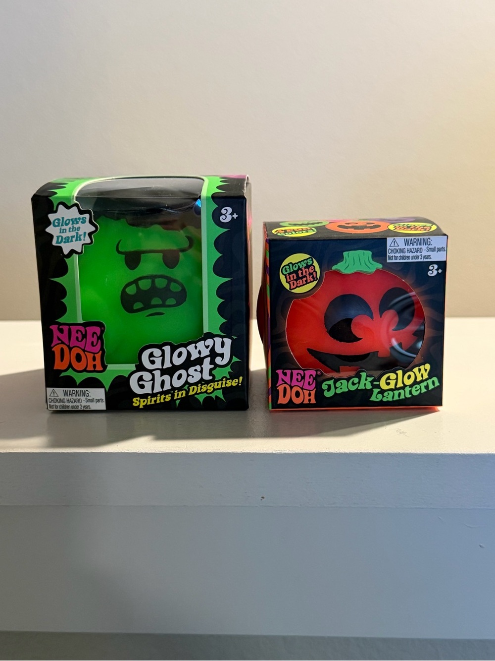 NeeDoh Glowy Ghost & Jack-Glow Lantern Set - Green and Orange